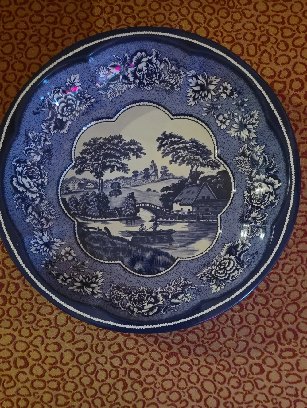 Vintage Daher Blue and White Scenic Transferware Decorative Bowl